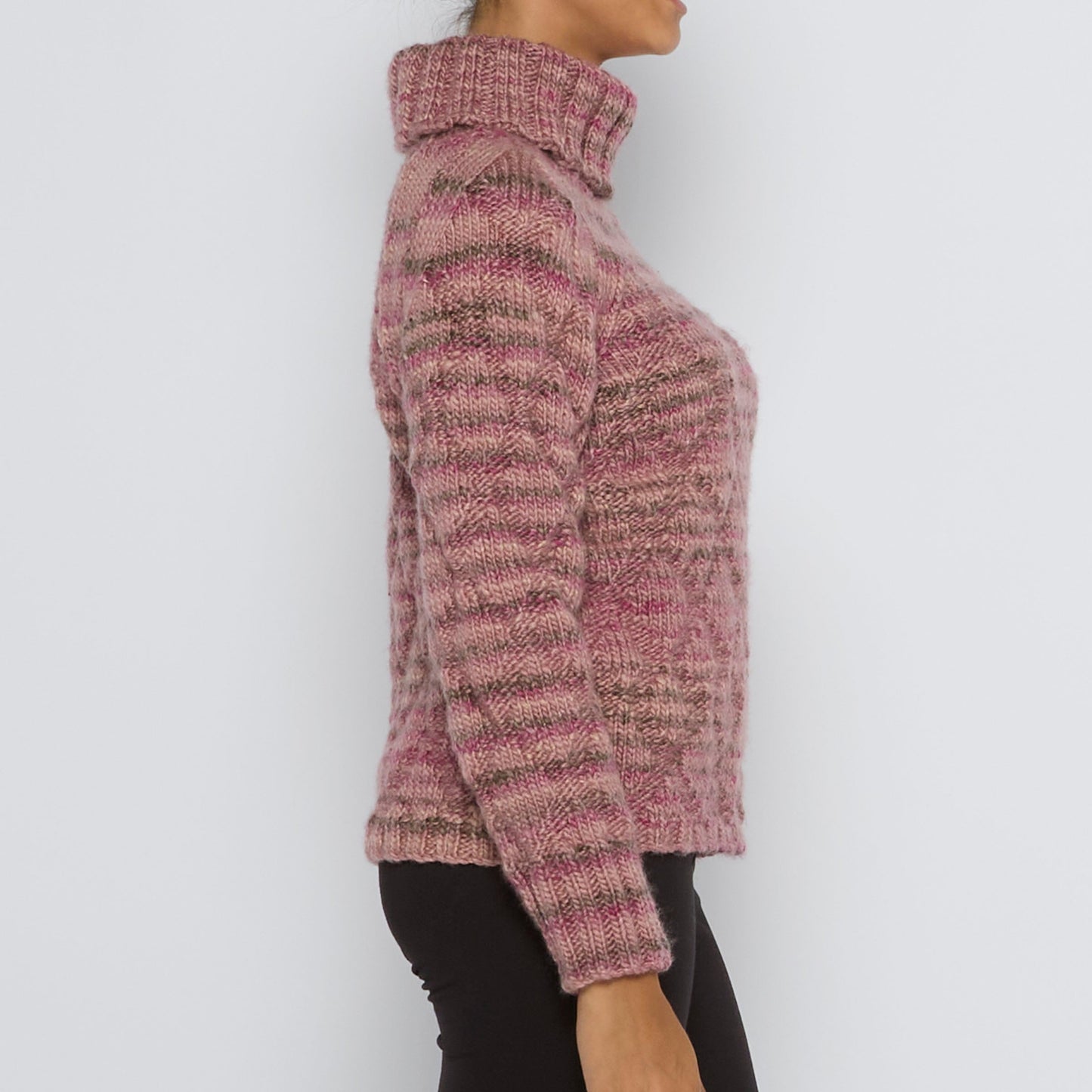 Knit Roll Neck Sweater With Diamond Pattern - UK 10