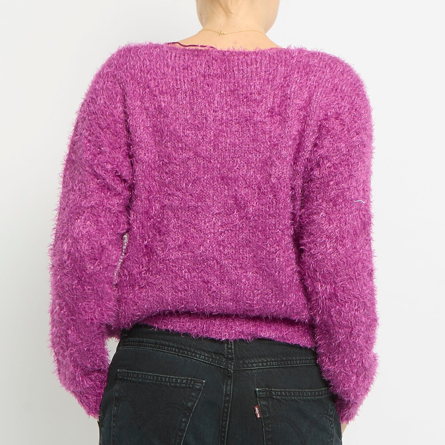 Fluffy Knit Round Neck Sweatshirt-UK 10