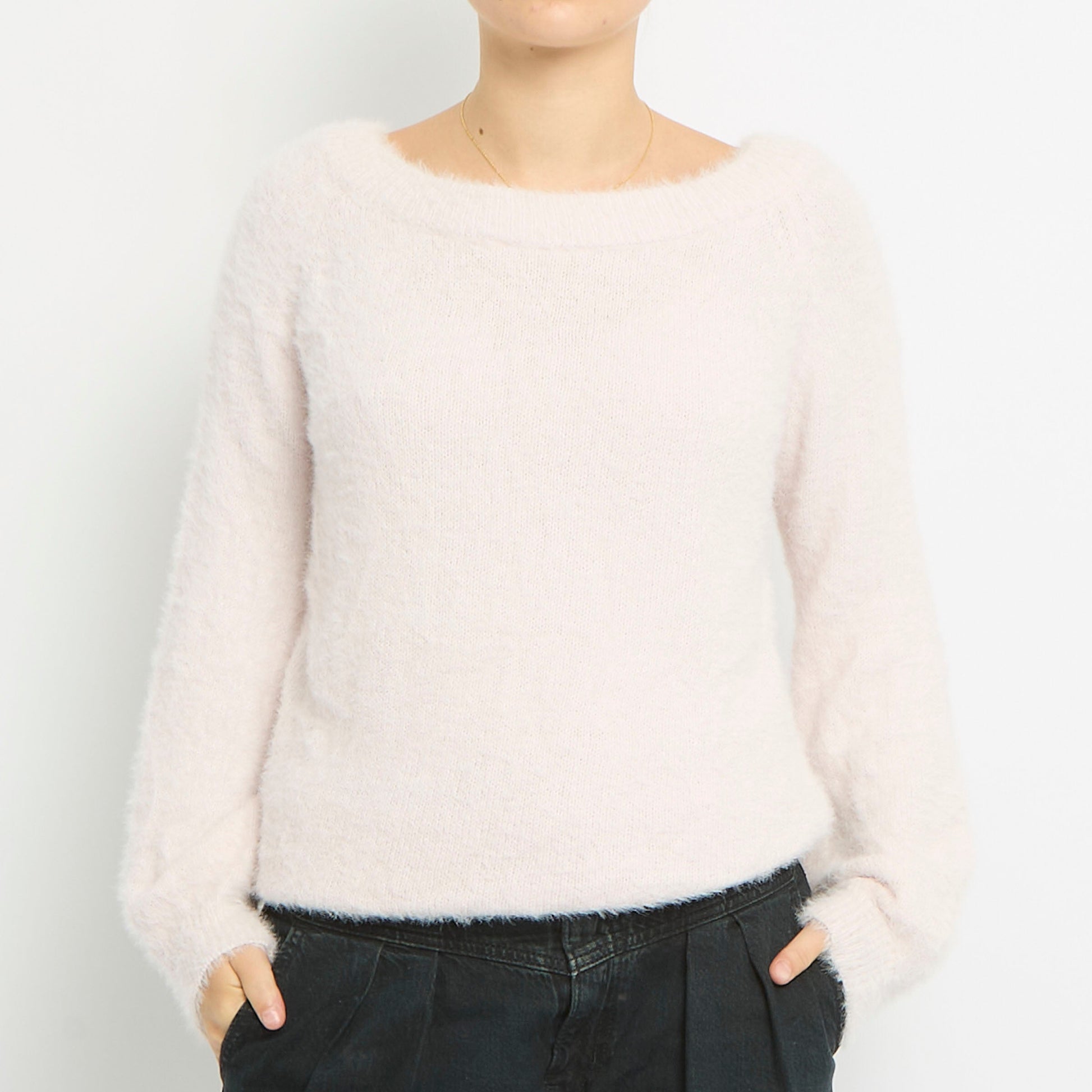 Fluffy Knit Round Neck Sweatshirt- UK 10