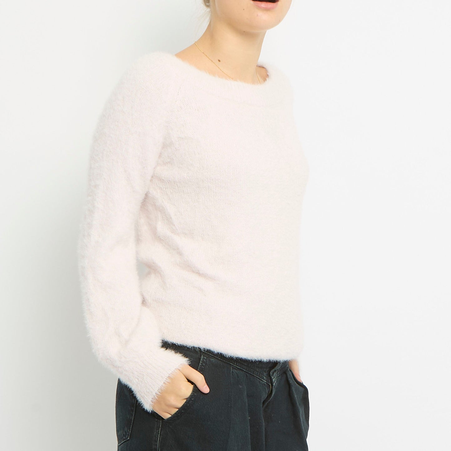 Fluffy Knit Round Neck Sweatshirt- UK 10