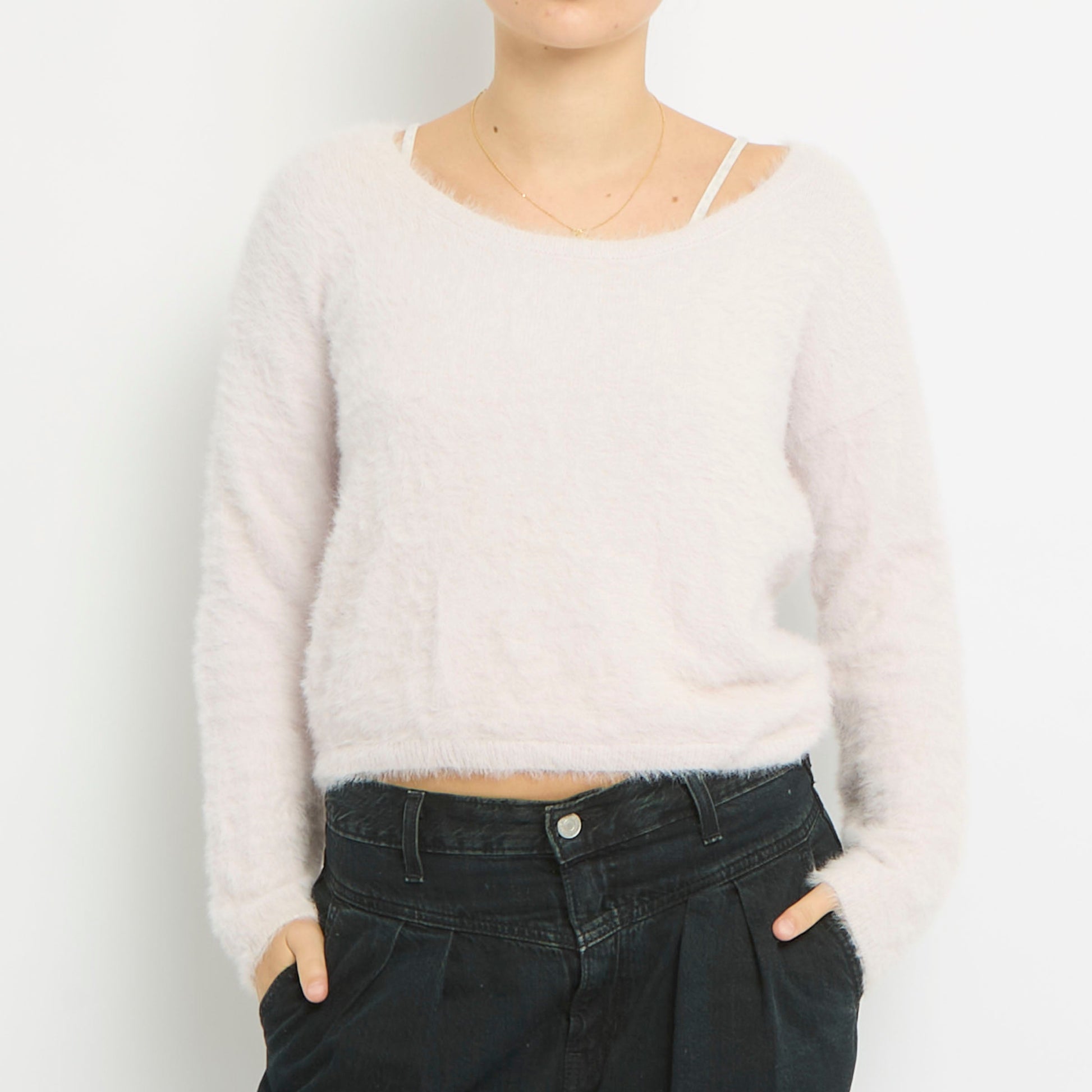 Cropped Fluffy Knitted Jumper- UK 10