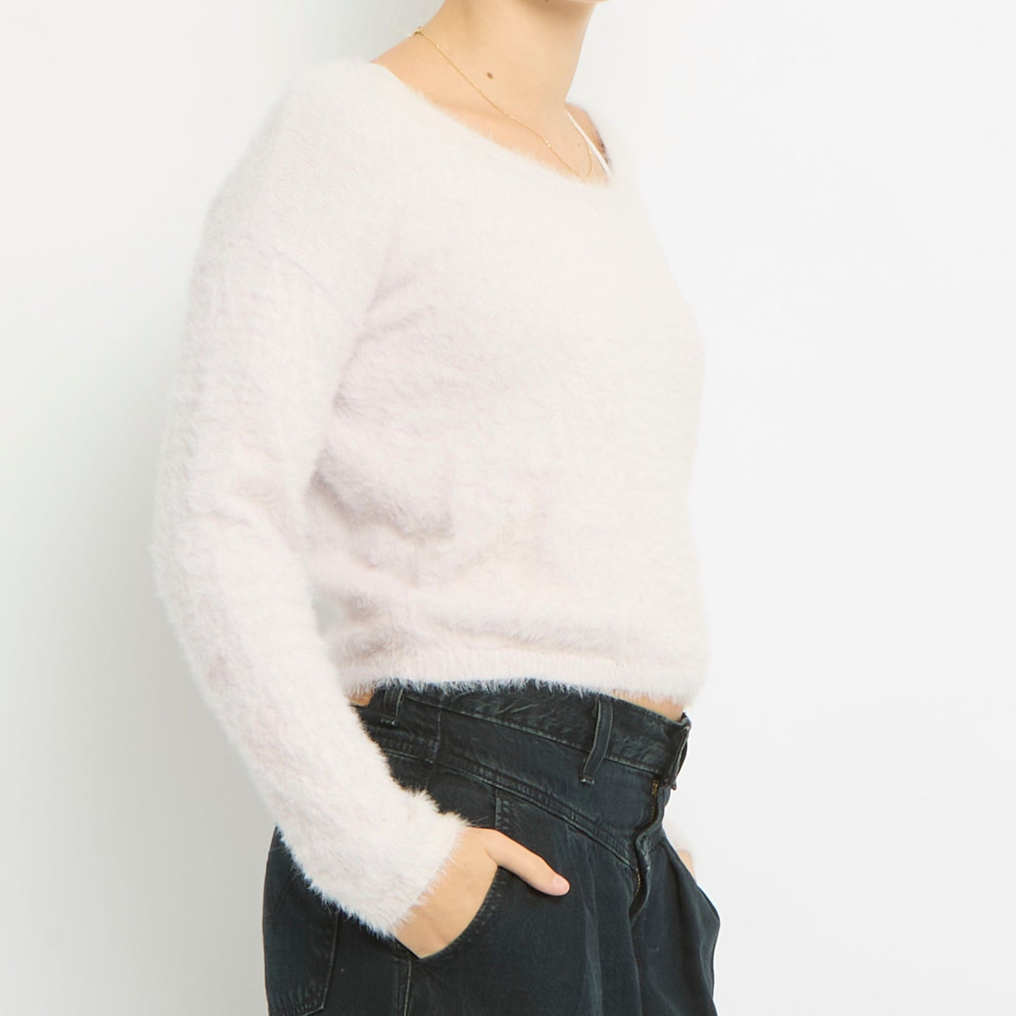 Cropped Fluffy Knitted Jumper- UK 10