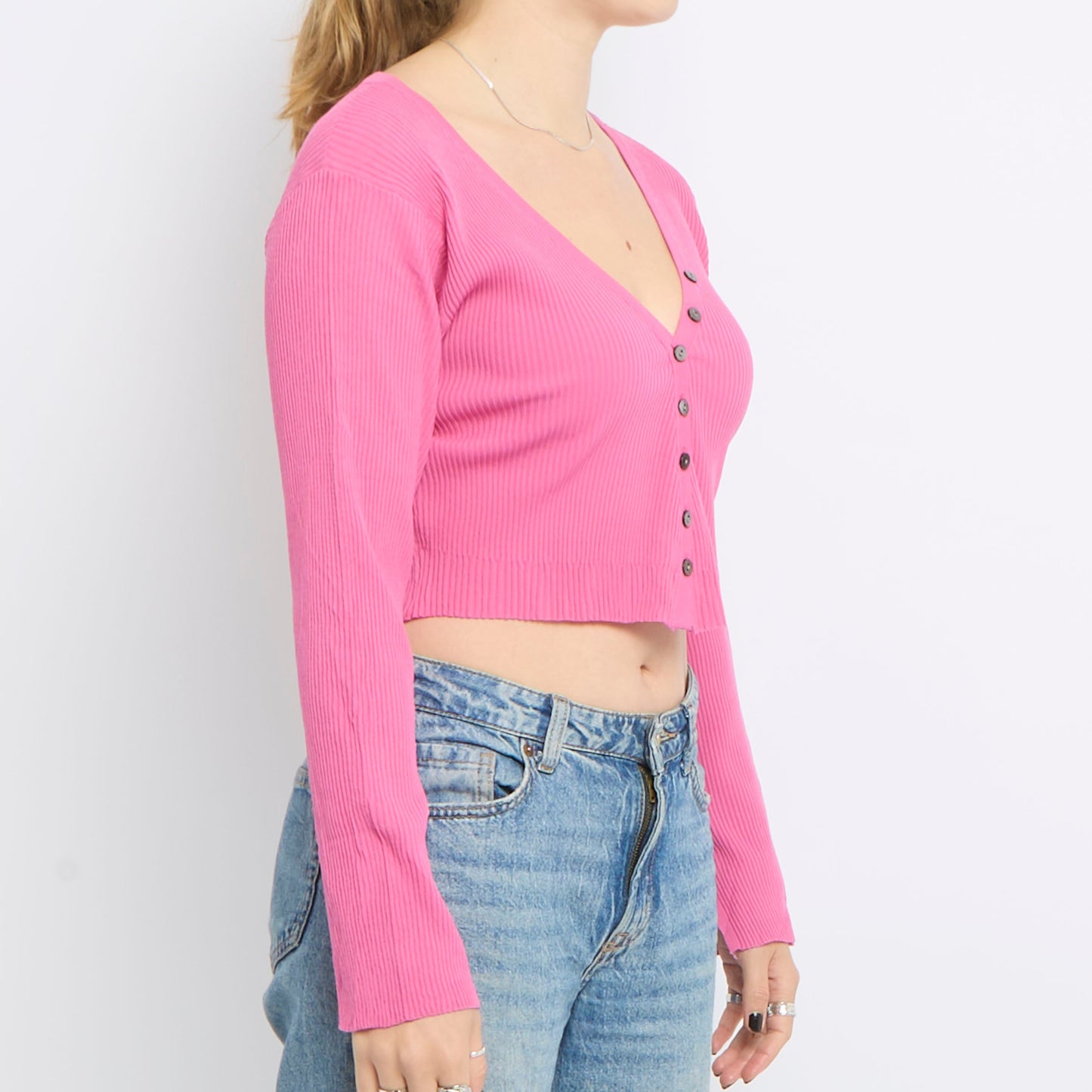 Ribbed Cropped Cardigan - UK 10