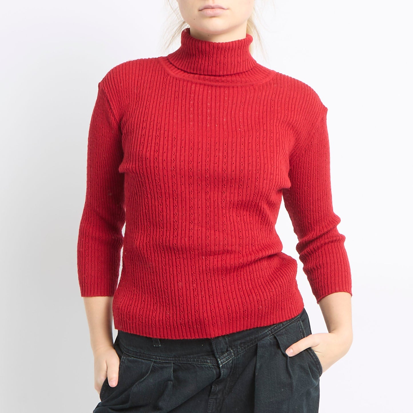 Ribbed Polo Neck Sweater - UK 10