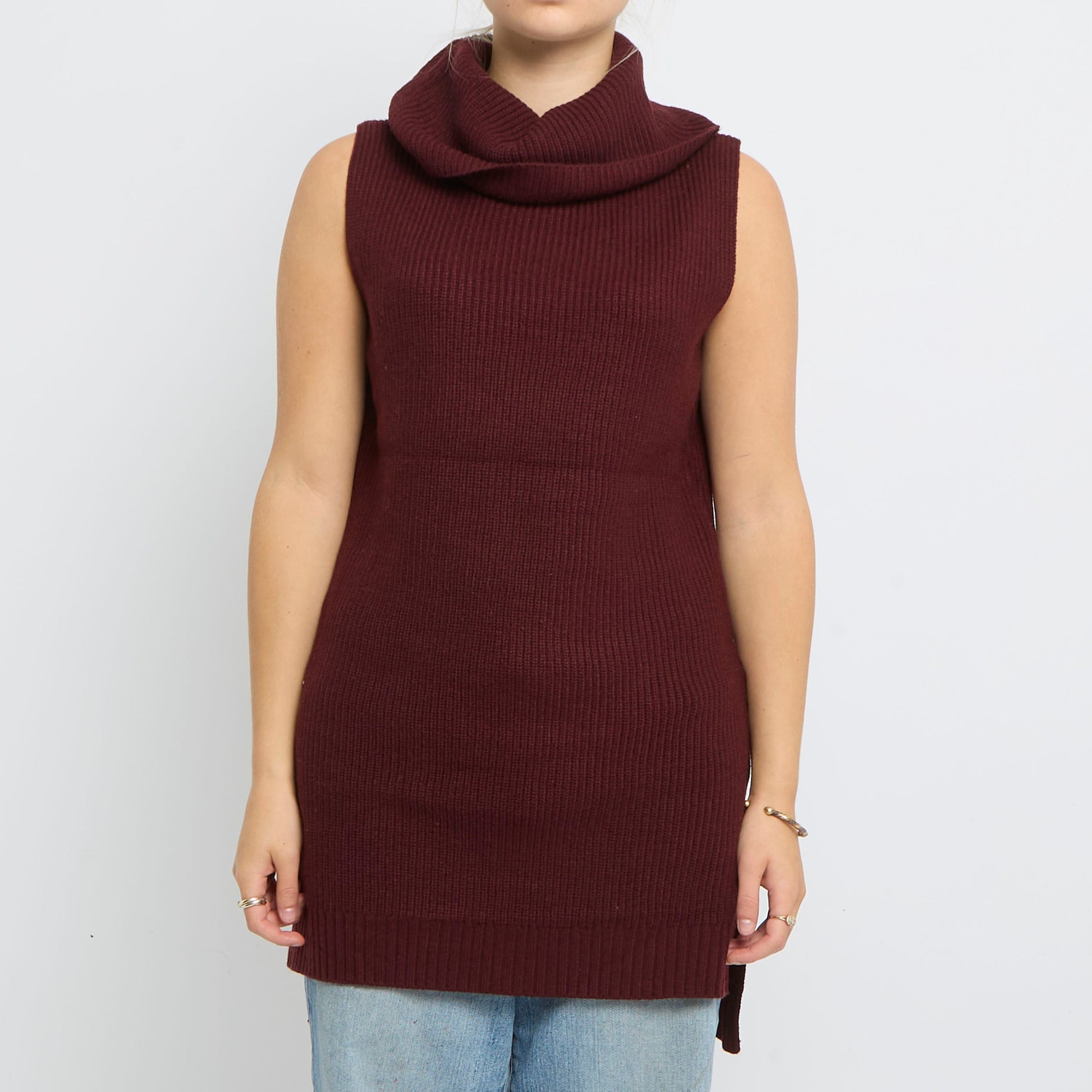 Turtle Neck Sleeveless Knitted Long Jumper- UK 10