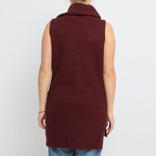 Turtle Neck Sleeveless Knitted Long Jumper- UK 10