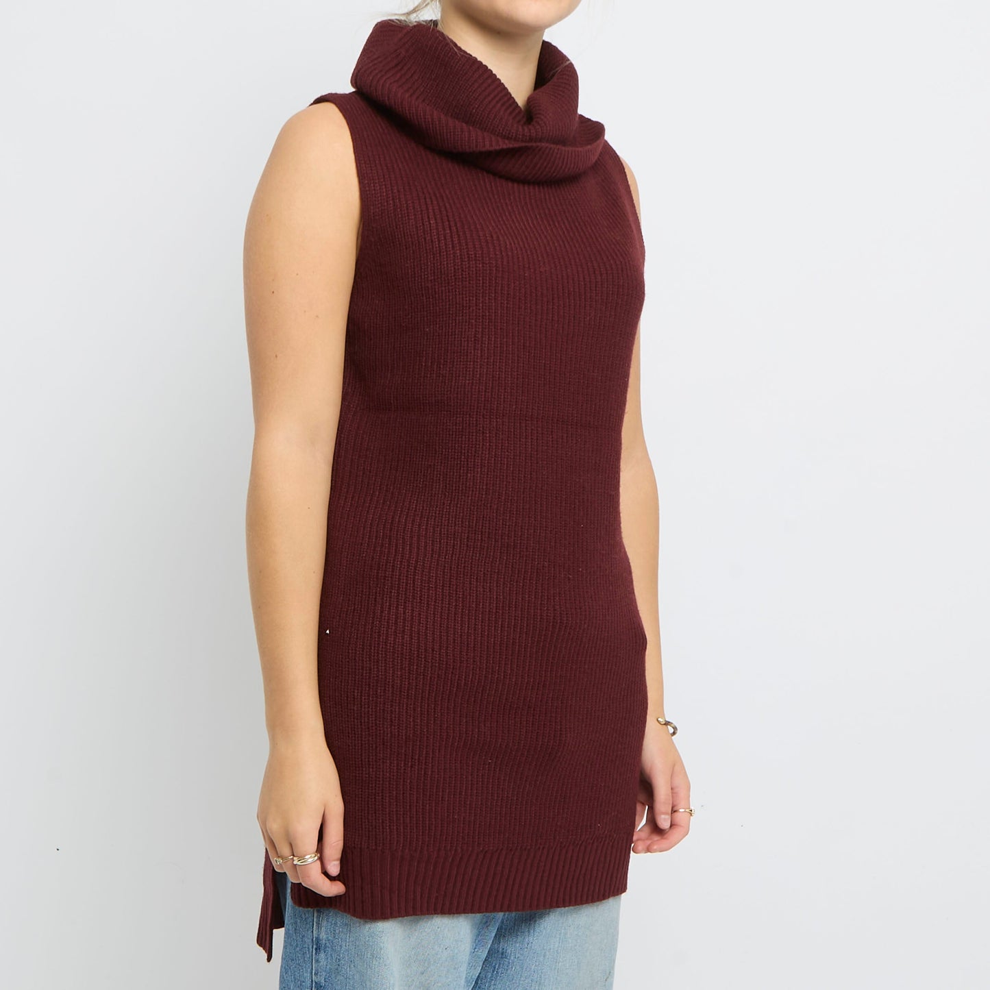 Turtle Neck Sleeveless Knitted Long Jumper- UK 10