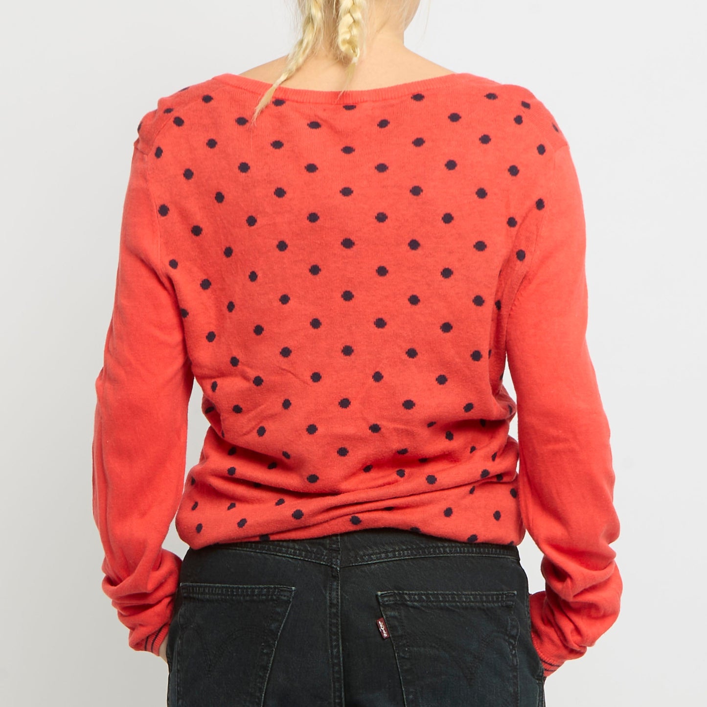 Tommy Hilfiger V-Neck Polka Dot Knitted Sweatshirt-UK 10