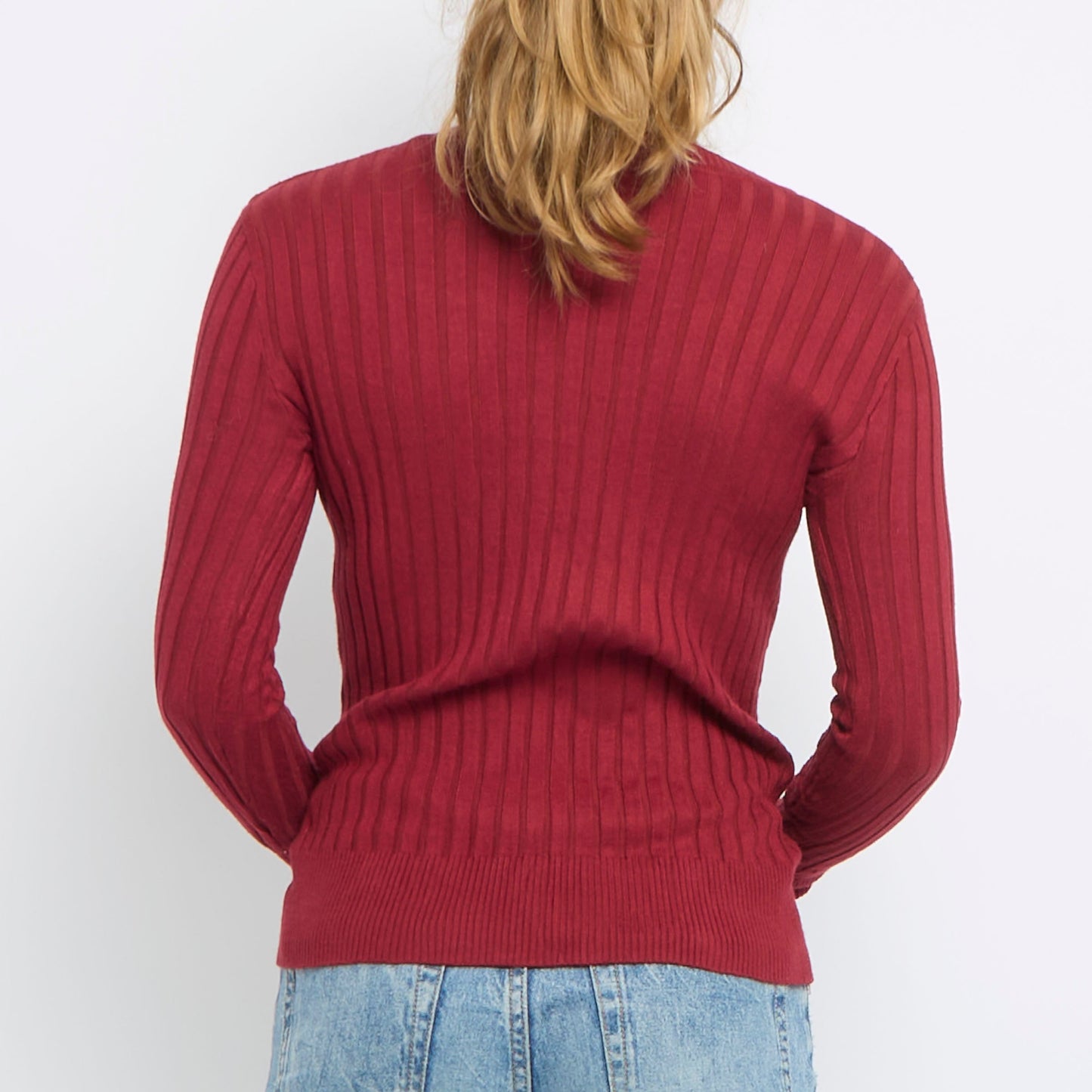 Cable Knit V-Neck Top - UK 10