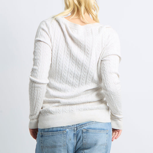 Cable Knit Fine Knit Sweater - UK 10