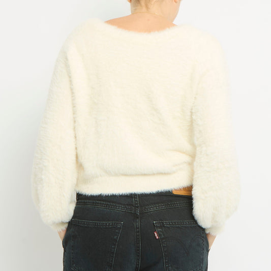 Cropped Fluffy Knitted Jumper- UK 10