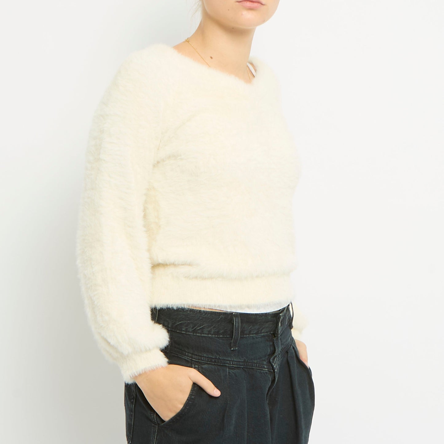 Cropped Fluffy Knitted Jumper- UK 10