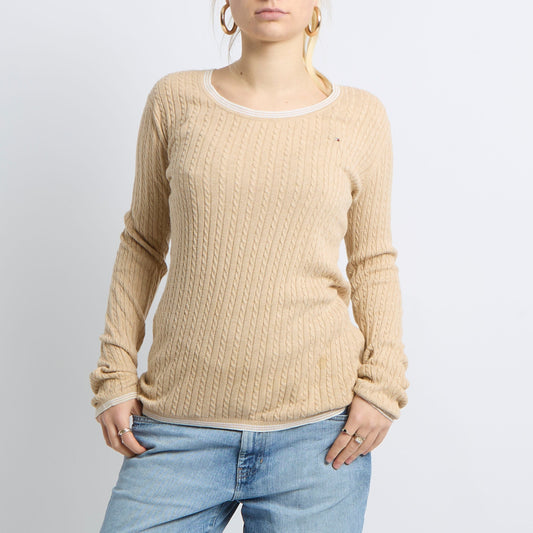 Cable Knit Scoop Neck Sweatshirt - UK 12