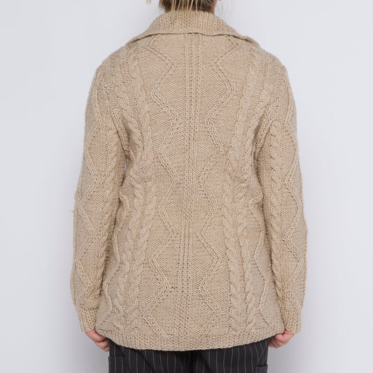 Heavy Cable Knit Buttoned Sweater - UK 12