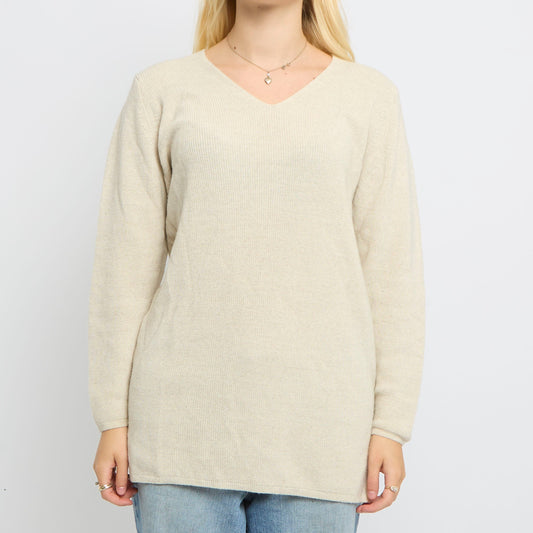 V-Neck 3/4 Sleeve Long Knitted Jumper- UK 12