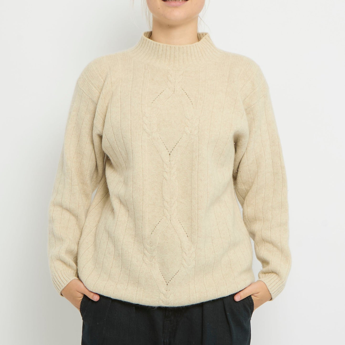 Benetton Heavy Knit Detailed Roundneck Sweater - UK 12