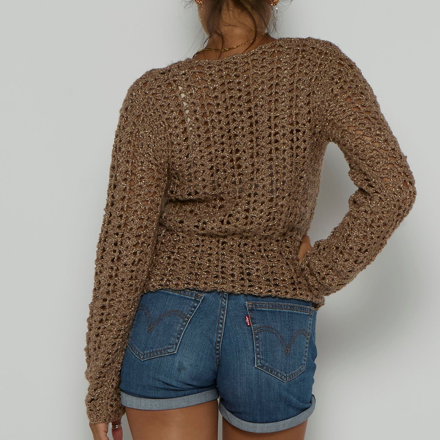 Lurex Crochet Jumper - L