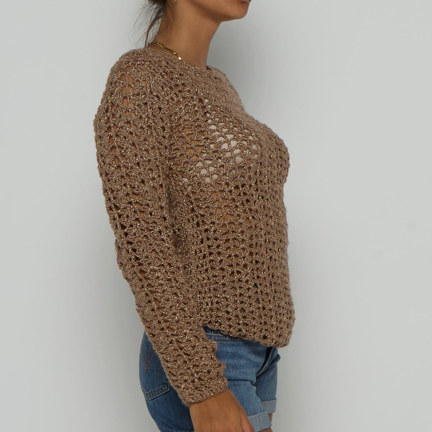 Lurex Crochet Jumper - L