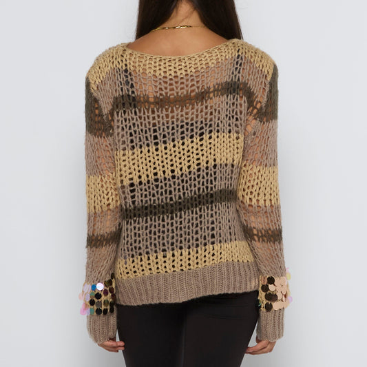 Sequin Stripe Sweater - UK 12