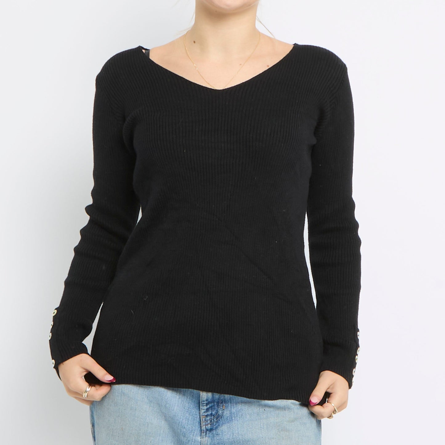 V-Neck Knitted Top - UK 12