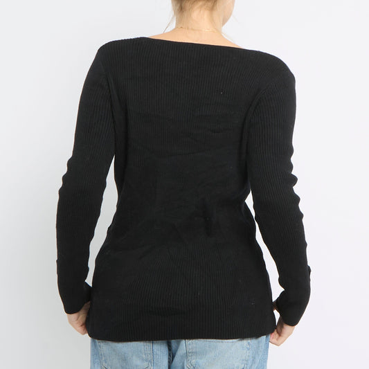 V-Neck Knitted Top - UK 12