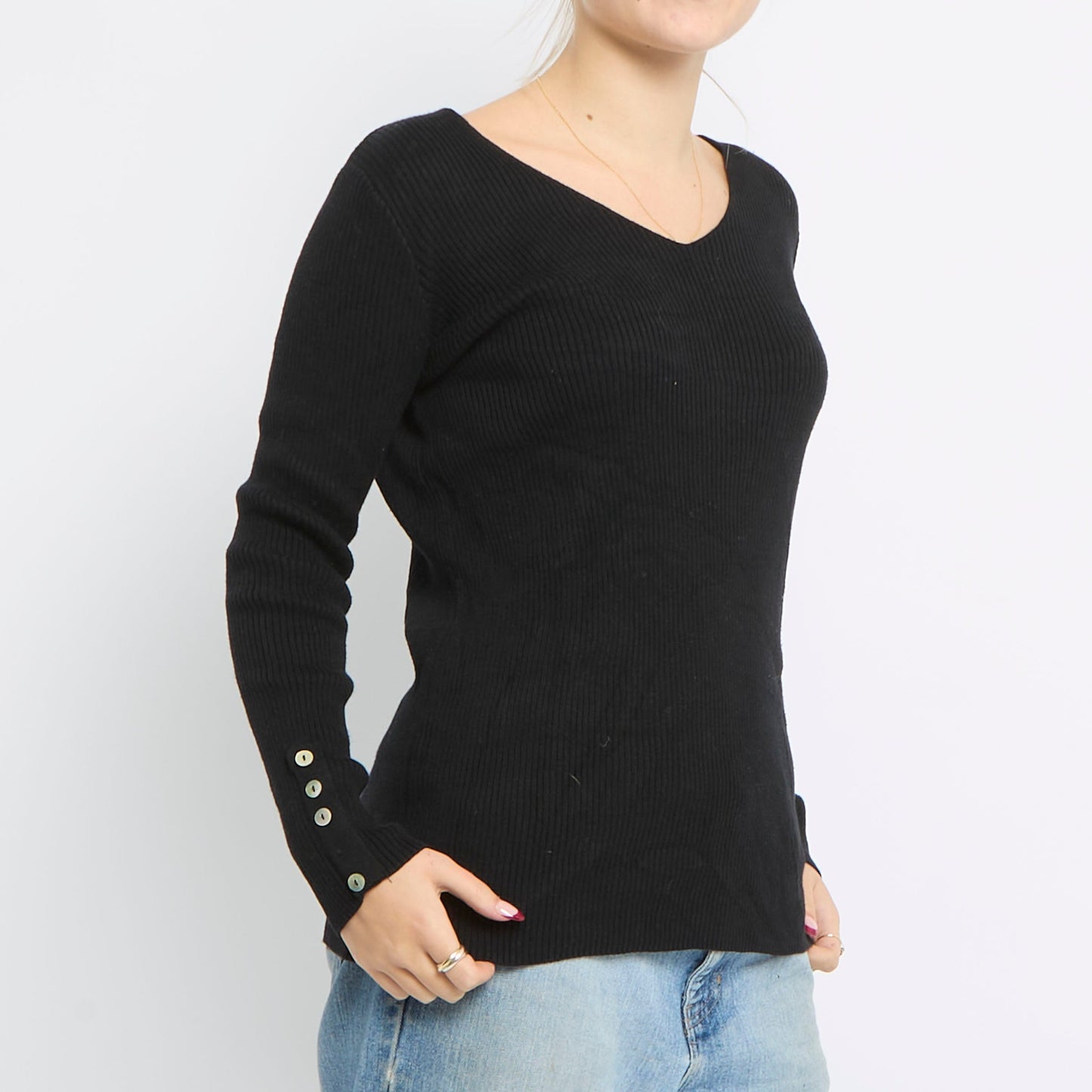 V-Neck Knitted Top - UK 12