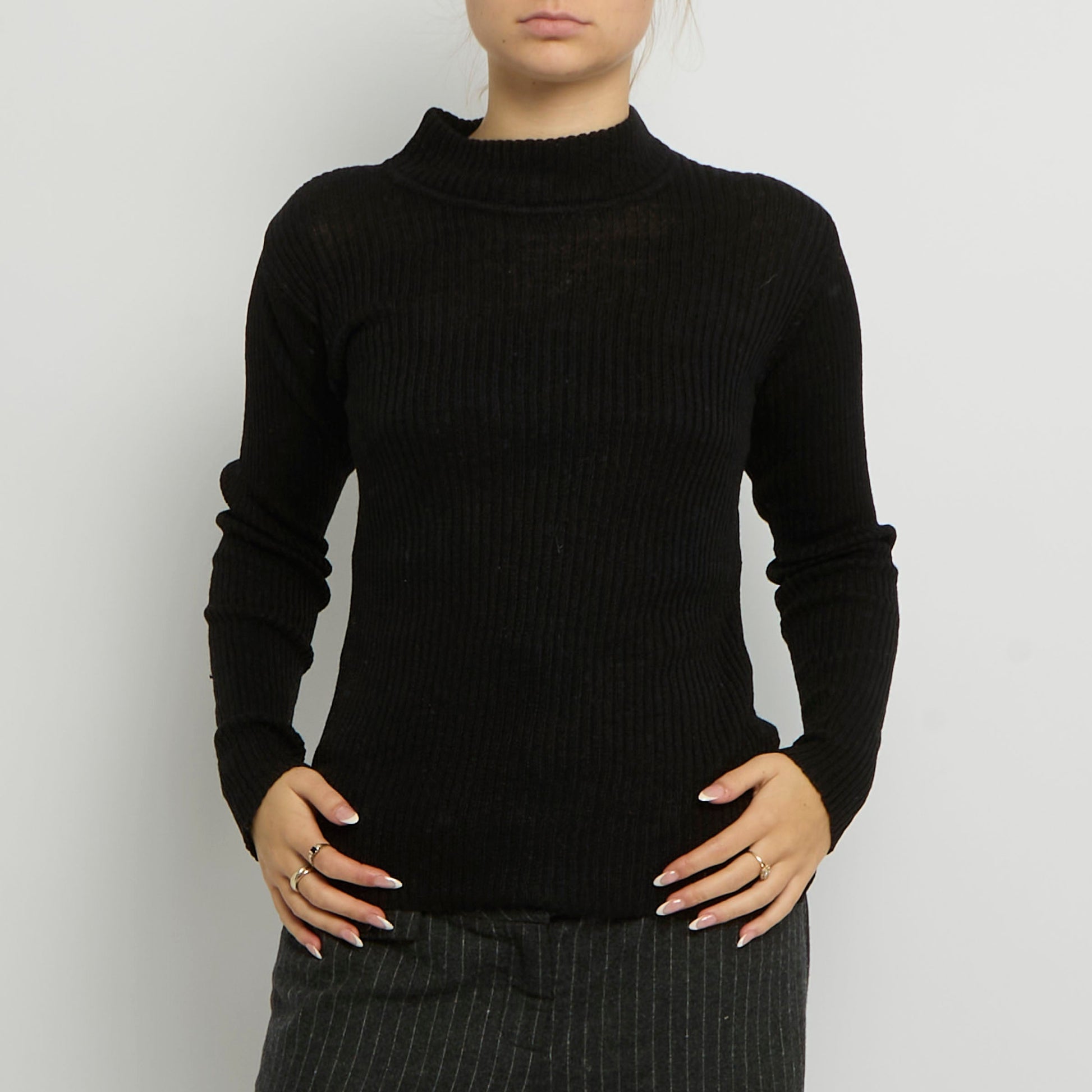 Ribbed Polo Neck Top - UK 12