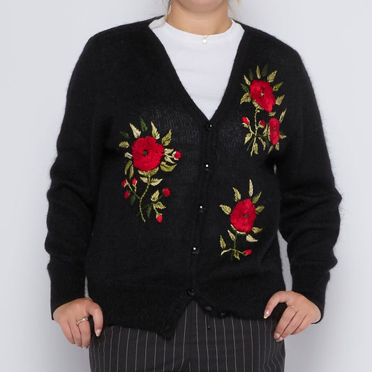 Embroided floral Cardigan With Button-Up Front  - UK 12