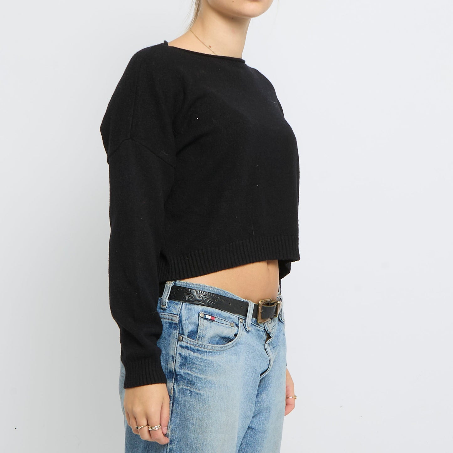 Wide Neck Fine Knit Sweater - UK 12