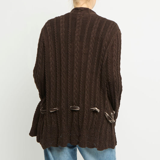 Ralph Lauren Cable Knit Crochet Cardigan - UK 12