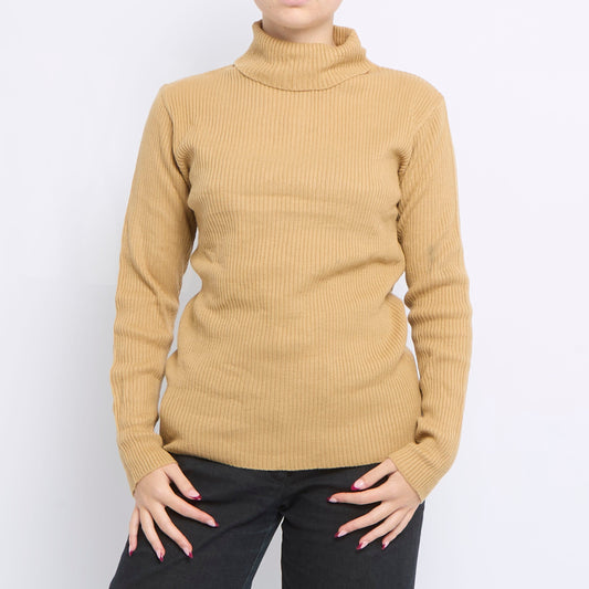 Ribbed Turtleneck Zip Detail Sweater - UK 12