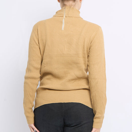 Ribbed Turtleneck Zip Detail Sweater - UK 12