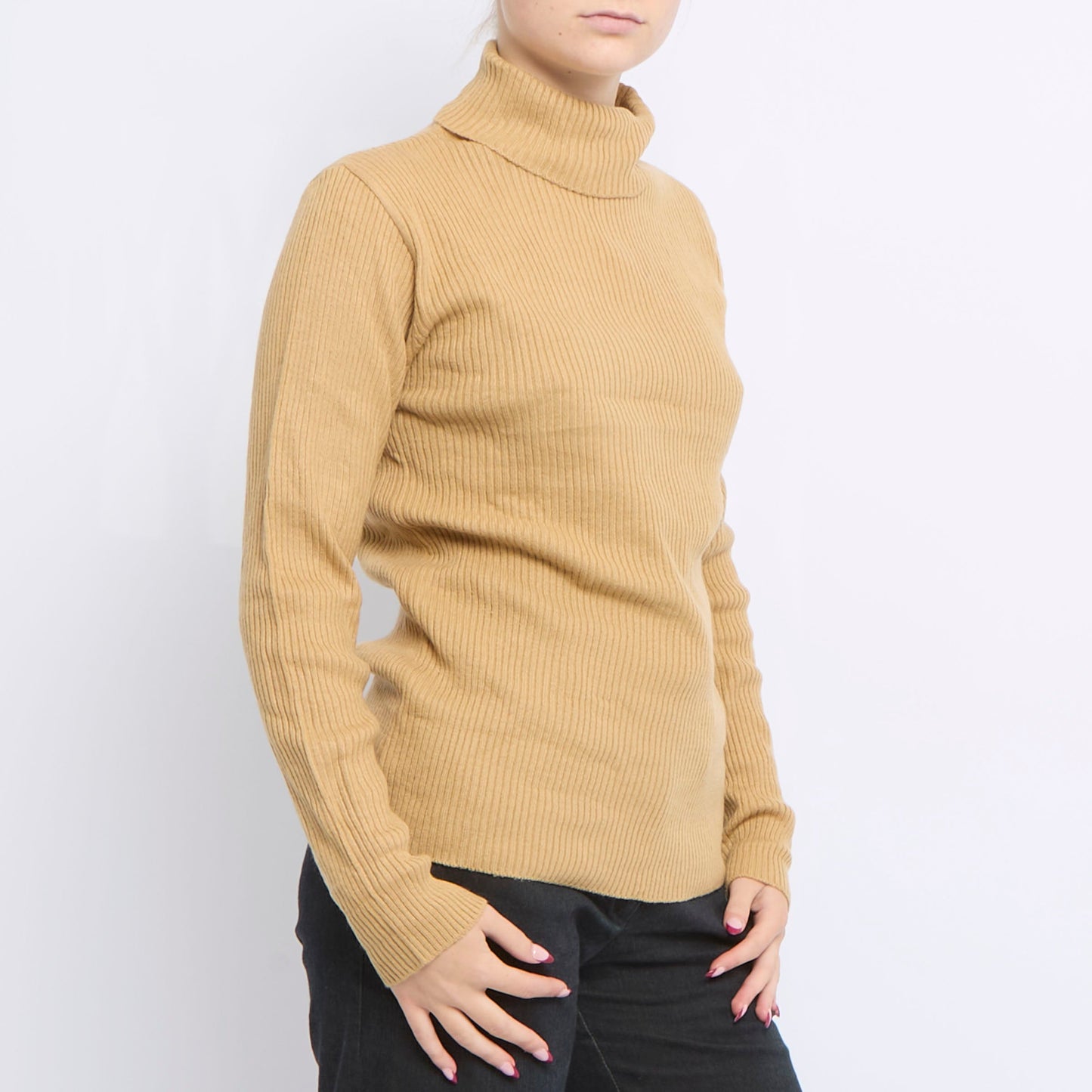 Ribbed Turtleneck Zip Detail Sweater - UK 12