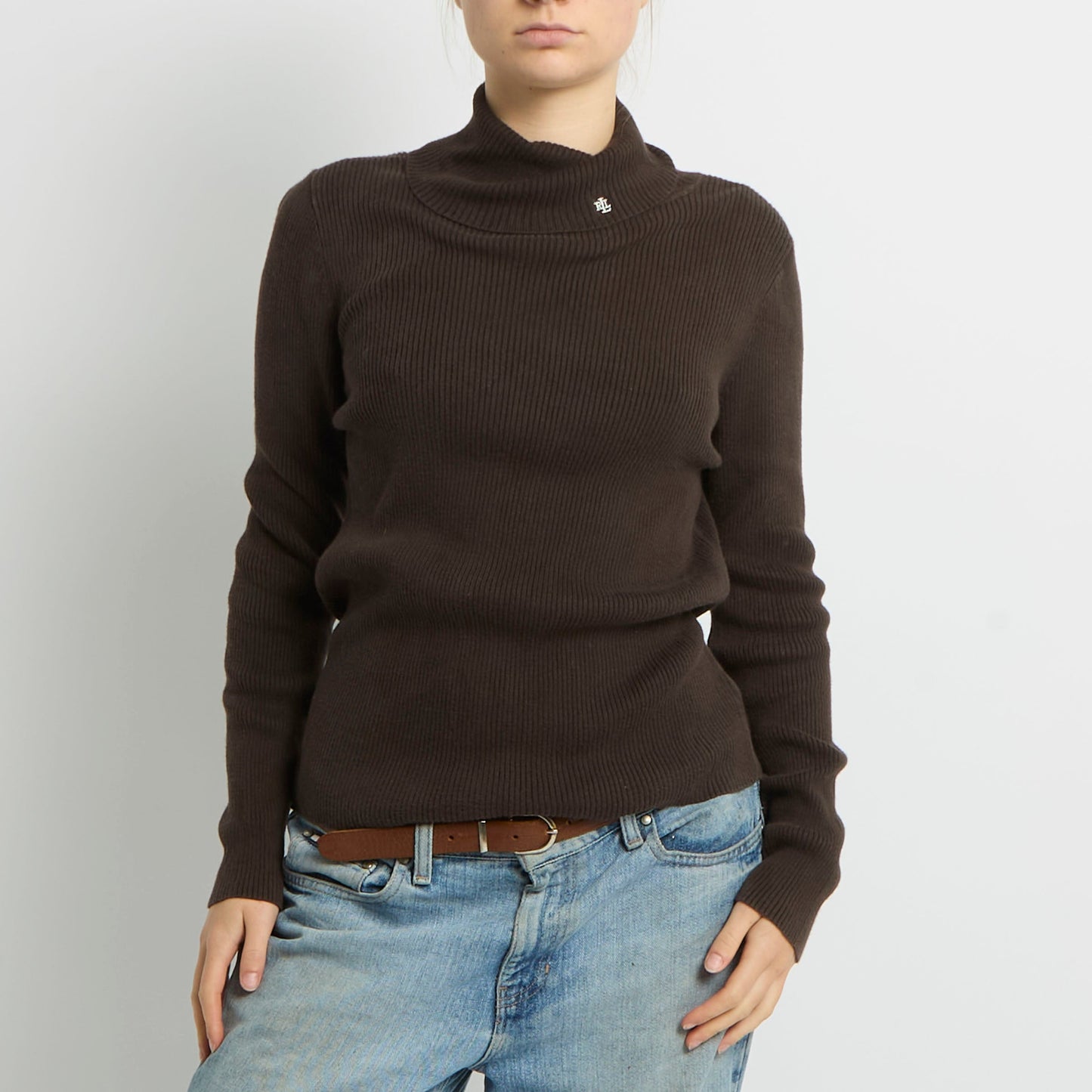 Ralph Lauren Ribbed Polo Neck Top - UK 12