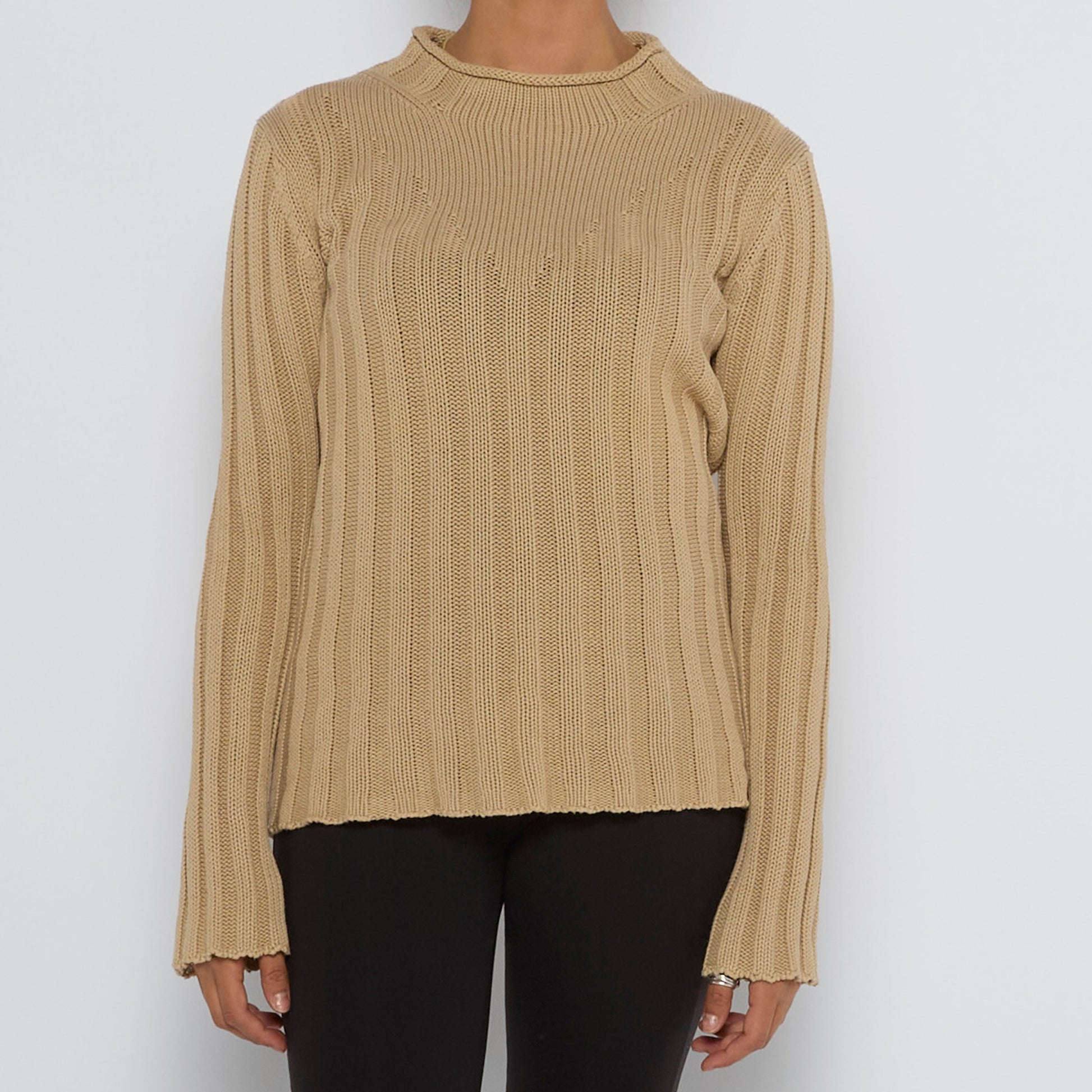 Turtleneck Knit Ribbed Sweater - UK 12