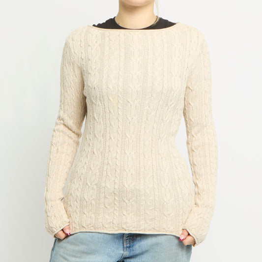 Ralph Lauren Cable Knit Scoop Neck Jumper - UK 12