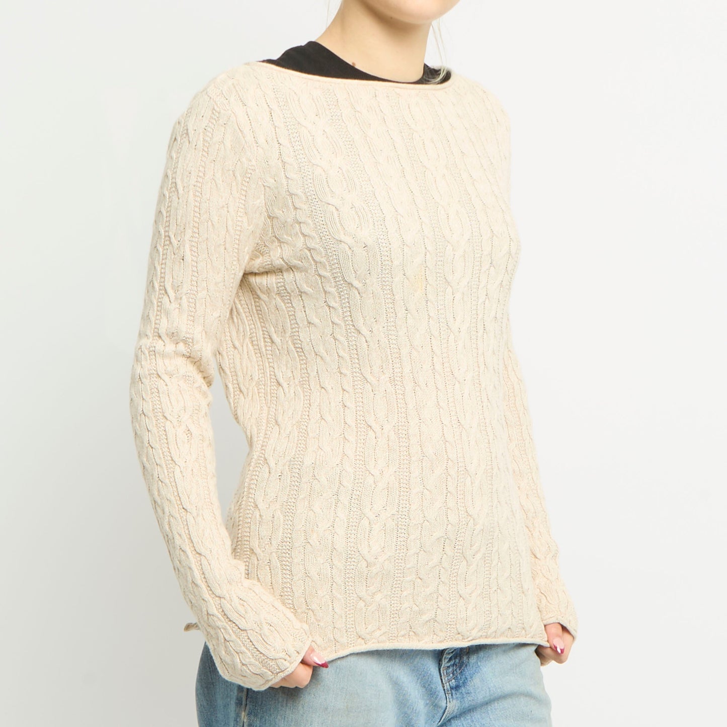 Ralph Lauren Cable Knit Scoop Neck Jumper - UK 12