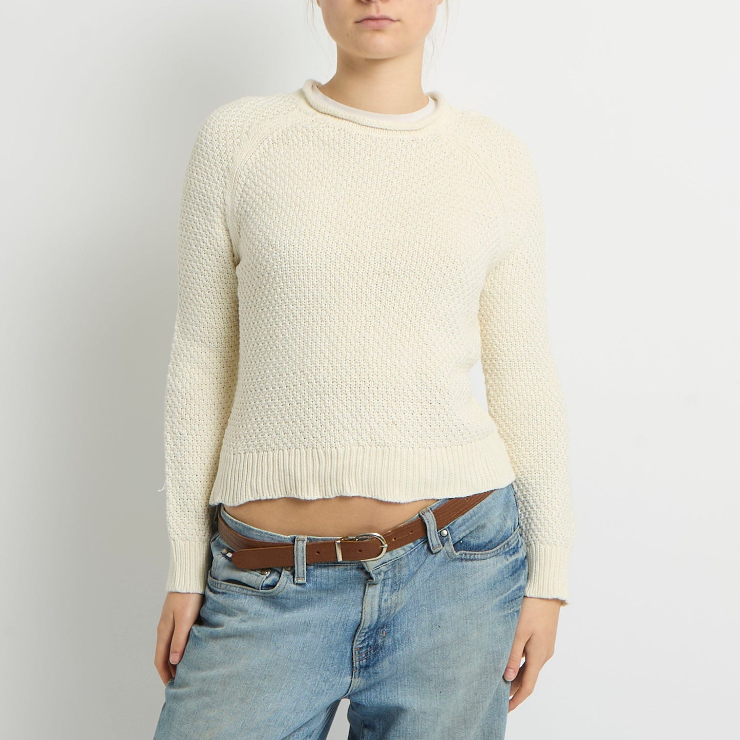 Ralph Lauren Tight Knit Crochet Jumper - UK 12