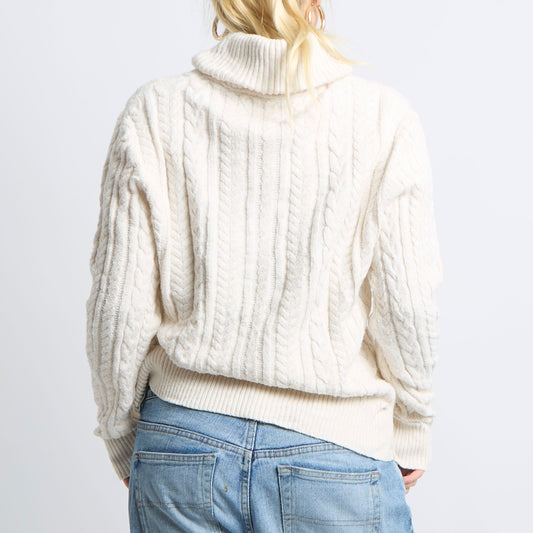 Cable Knit Button Neck Sweater - UK 12