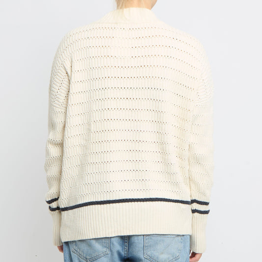 Tommy Hilfiger Open Knit Stripe Jumper- UK 12