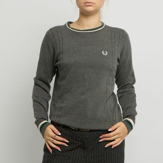 Fred Perry Stripe Detail Knitted Jumper - UK 12