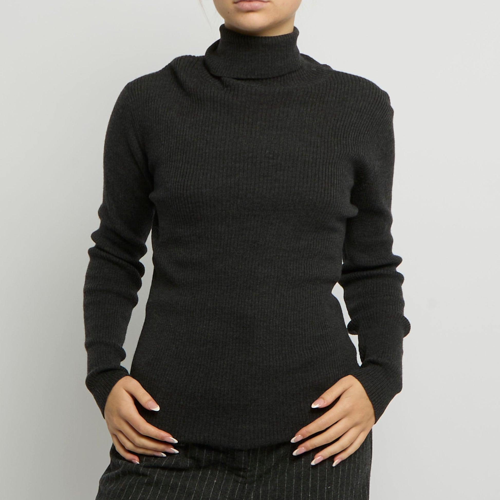 Ribbed Polo Neck Top - UK 12