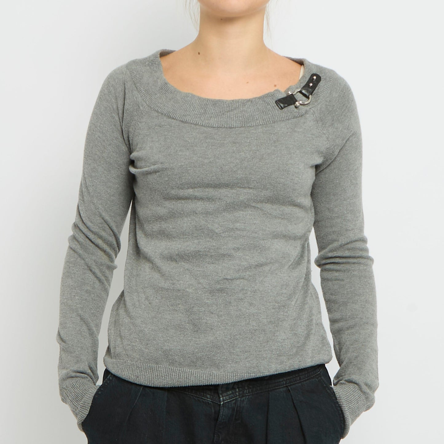 Ralph Lauren Off The Shoulder Buckle Detail Sweater- UK 12