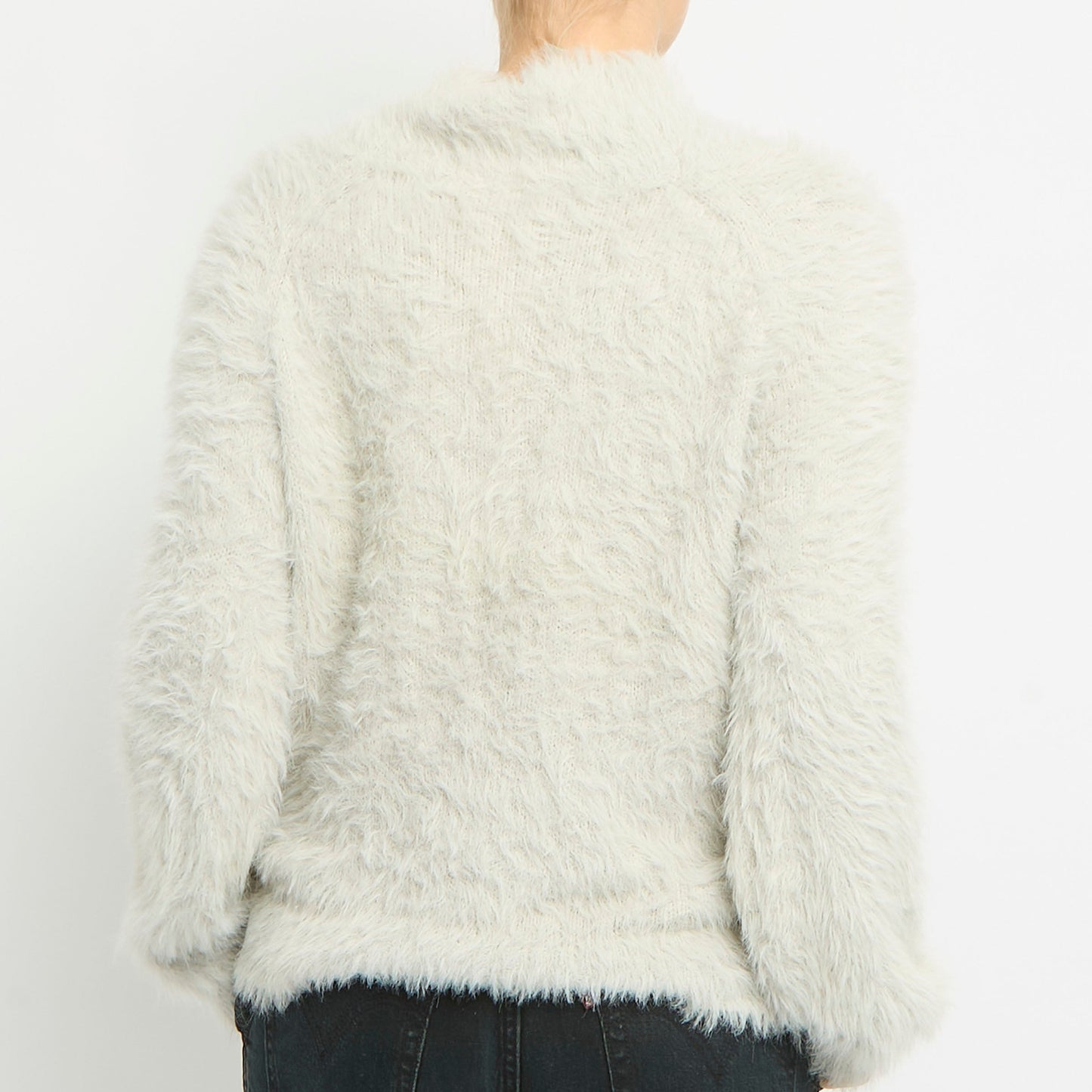 Fluffy Knit Round Neck Sweatshirt-UK 12