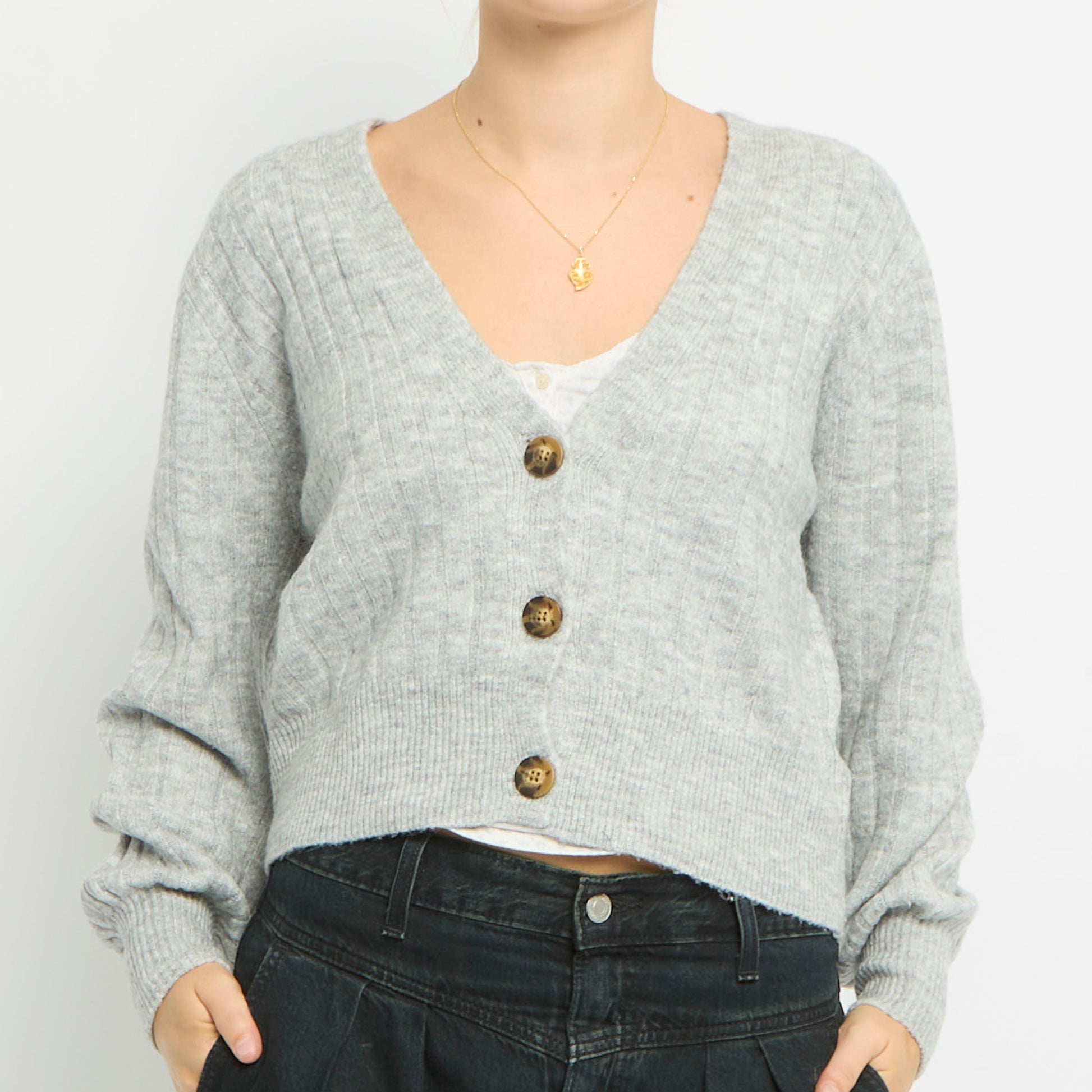 Low Cut Cropped Knitted Cardigan- UK 12