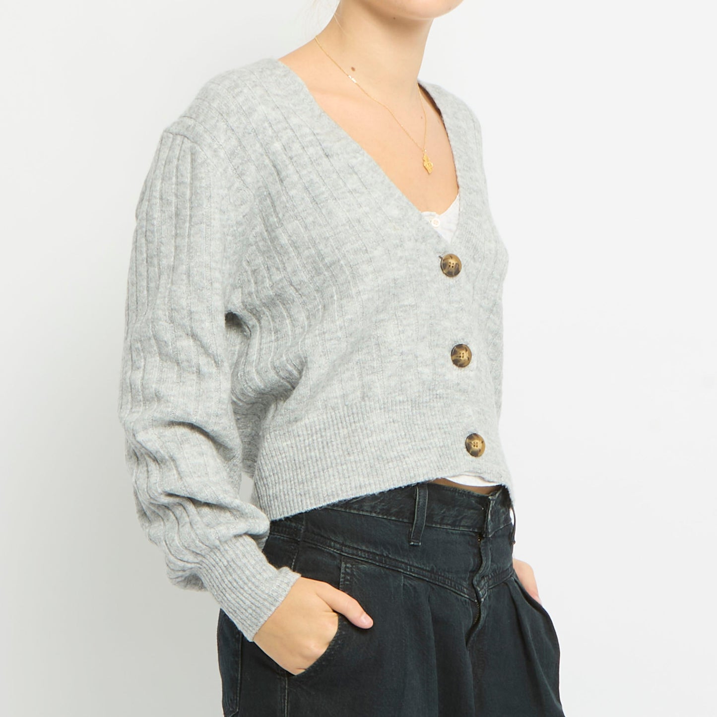 Low Cut Cropped Knitted Cardigan- UK 12