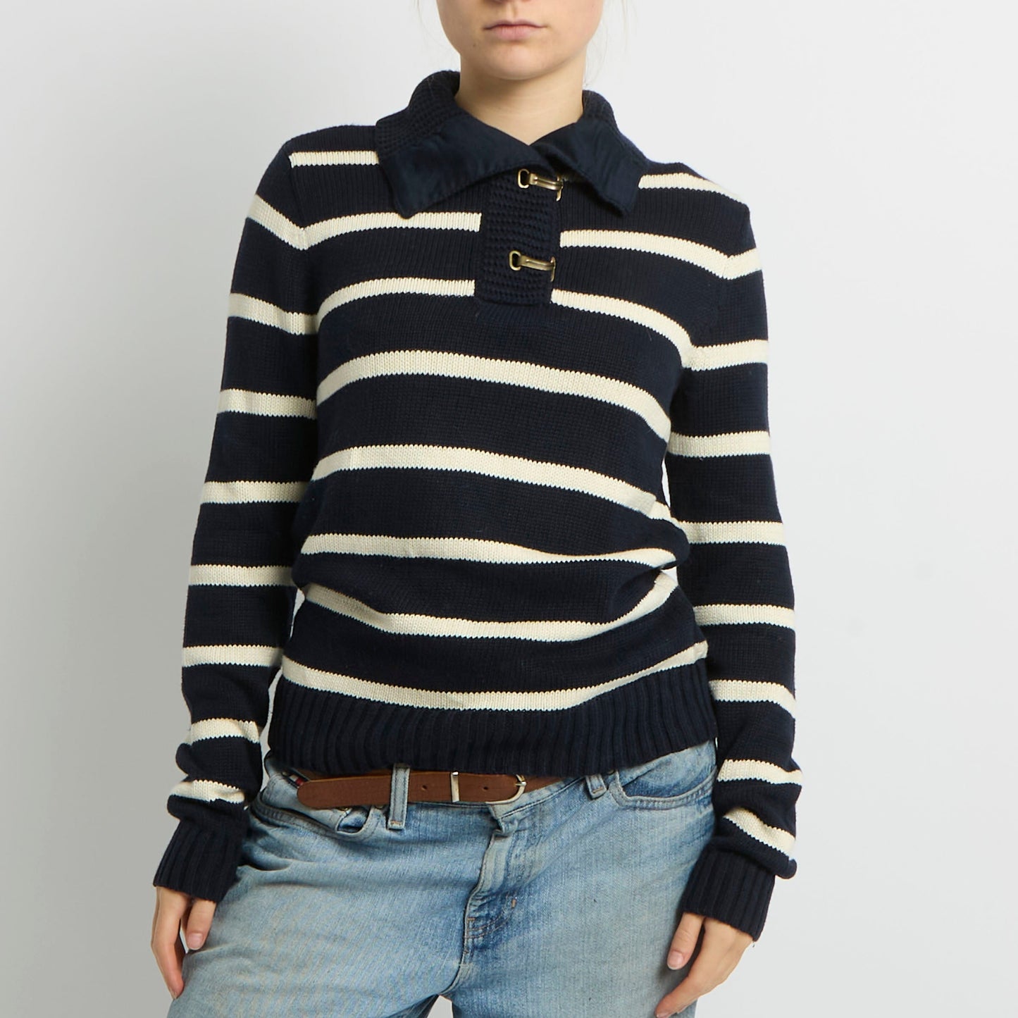 Ralph Lauren Clasp Detail Stripe Jumper - UK 12