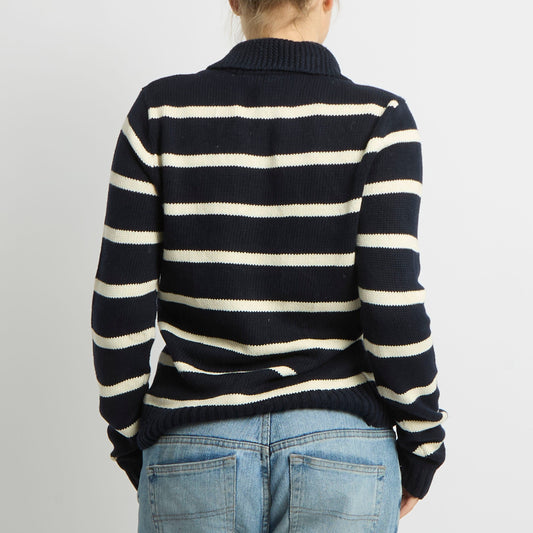 Ralph Lauren Clasp Detail Stripe Jumper - UK 12