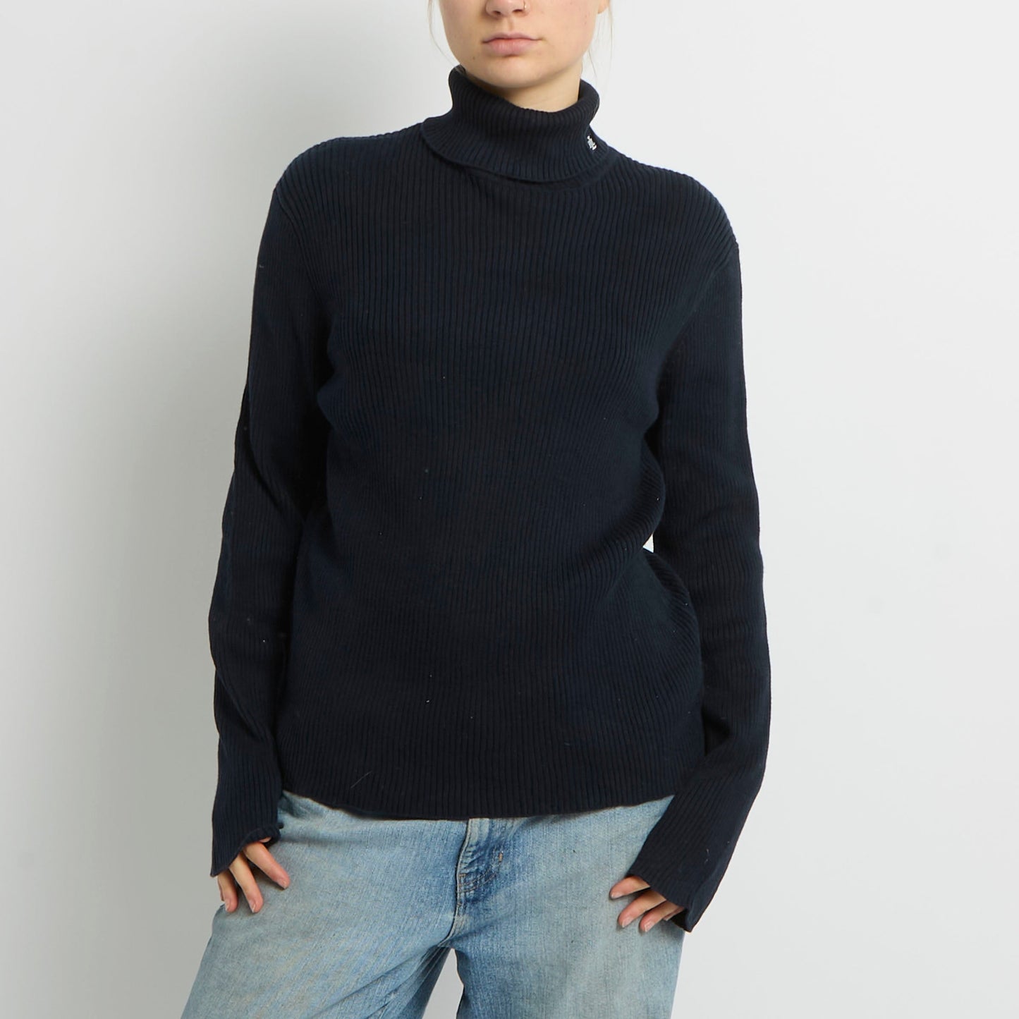 Ralph Lauren Ribbed Polo Neck Top - UK 12