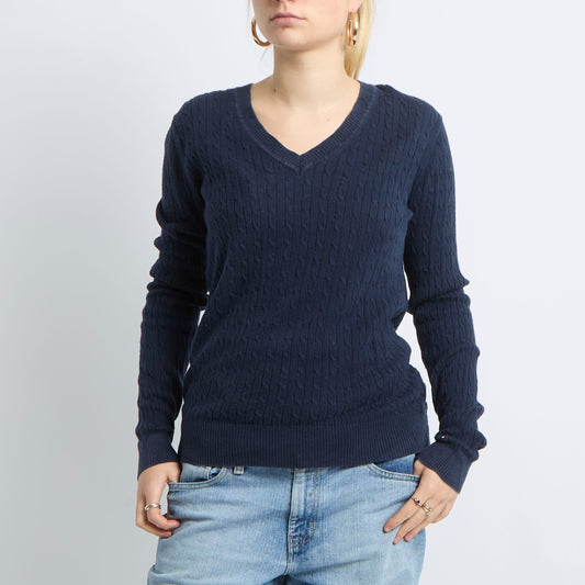 Cable Knit V-Neck Sweater - UK 12